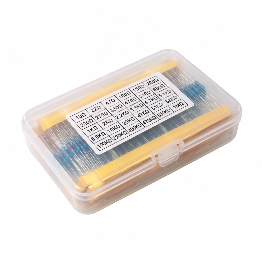 600-Piece Metal Film Resistor Kit – 30 Values, 1/4 W, 1%